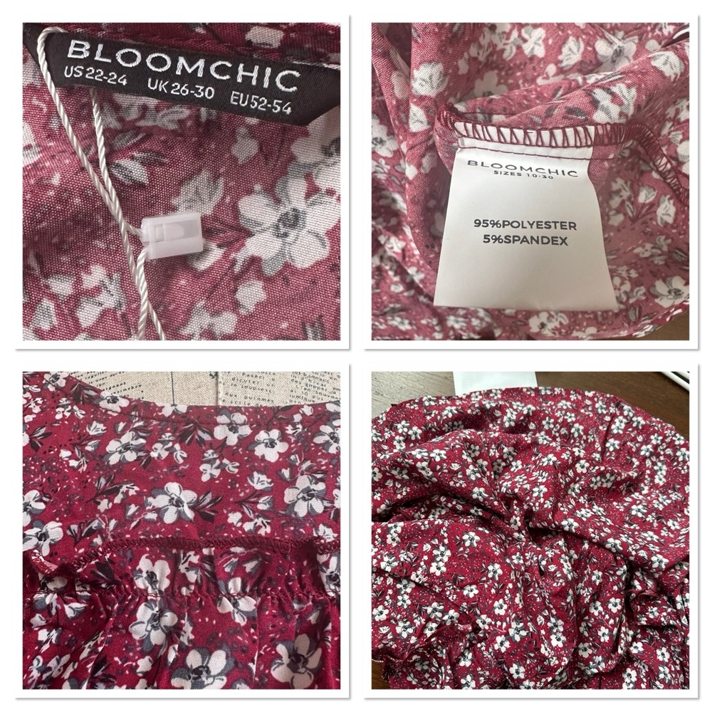 NWT-Cranberry & Floral Top. Gorgeous Colors! Lightweight! - Picture 3 of 10